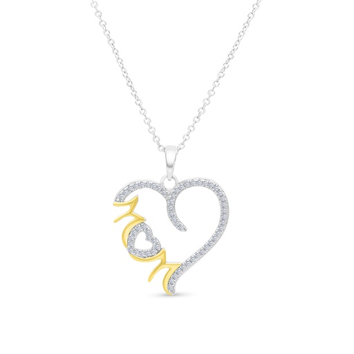 [PND28WCZ00000A436] Sterling Silver 925 Necklace Rhodium And Gold Plated Embedded With White CZ