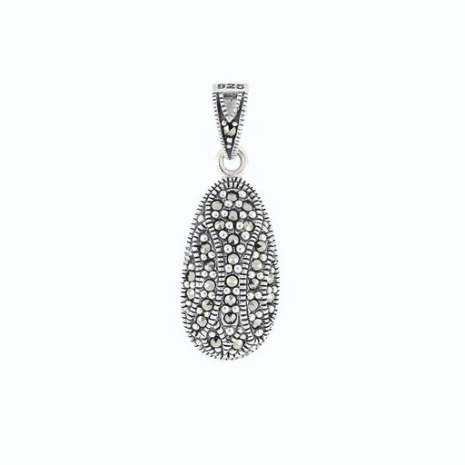 [PND04MAR00000A071] Sterling Silver 925 Pendant Embedded With Marcasite Stones