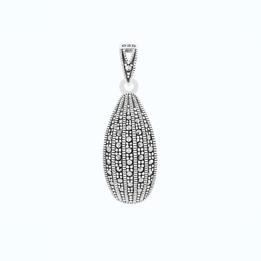 [PND04MAR00000A077] Sterling Silver 925 Pendant Embedded With Marcasite Stones