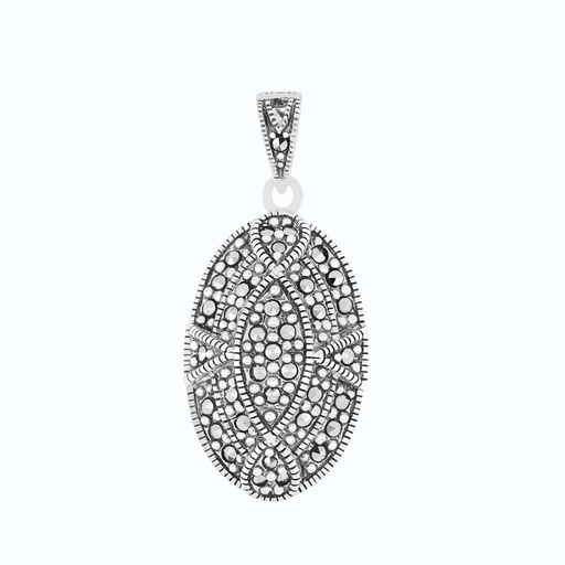 [PND04MAR00000A078] Sterling Silver 925 Pendant Embedded With Marcasite Stones