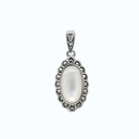 Sterling Silver 925 Pendant Natural White Shell Marcasite Stones