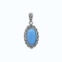 Sterling Silver 925 Pendant Natural Processed Turquoise Marcasite Stones