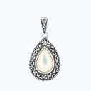 Sterling Silver 925 Pendant Natural White Shell Marcasite Stones