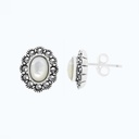 Sterling Silver 925 Earring Natural White Shell Marcasite Stones