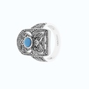 Sterling Silver 925 Ring Natural Processed Turquoise Marcasite Stones