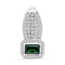 Sterling Silver 925 Pendant Rhodium Plated Embedded With Emerald