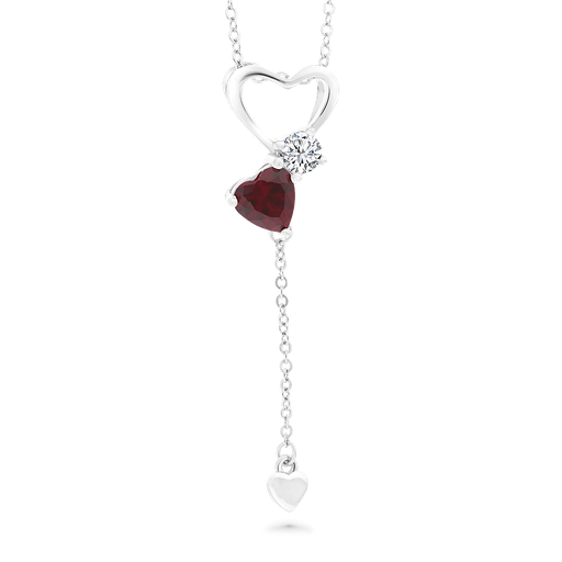 [NCL01RUB00WCZA383] Sterling Silver 925 Necklace Rhodium Plated Ruby Corundum
