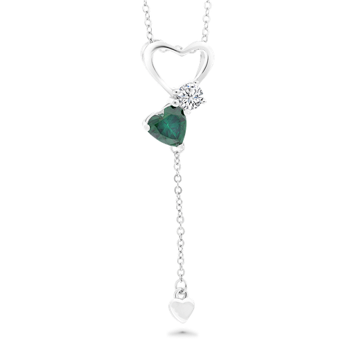 [NCL01EMR00WCZA383] Sterling Silver 925 Necklace Rhodium Plated Emerald