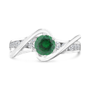 Sterling Silver 925 Ring Rhodium Plated Embedded With Emerald