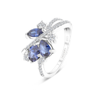 Sterling Silver 925 Ring Rhodium Plated Embedded With Tanzanite