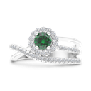 Sterling Silver 925 Ring Rhodium Plated Embedded With Emerald