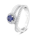 Sterling Silver 925 Ring Rhodium Plated Embedded With Tanzanite