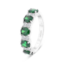 Sterling Silver 925 Ring Rhodium Plated Embedded With Emerald