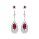 Sterling Silver 925 Earring Rhodium Plated Ruby Corundum