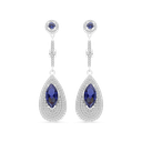 Sterling Silver 925 Earring Rhodium Plated Tanzanite