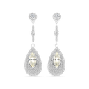 Sterling Silver 925 Earring Rhodium Plated Yellow Zircon