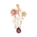 Sterling Silver 925 Pendant Rose Gold Plated Natural pink Shell Ruby Corundum Enamel