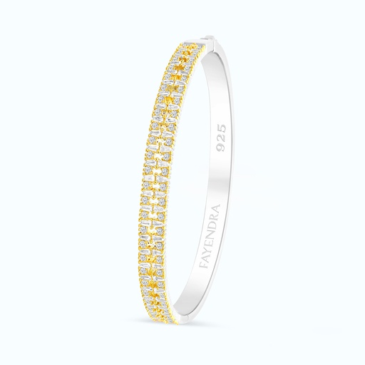 [BNG28WCZ00000A050] Sterling Silver 925 Bangle Rhodium And Gold Plated