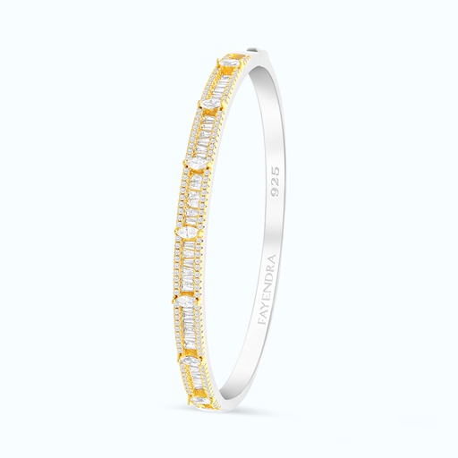 [BNG28WCZ00000A052] Sterling Silver 925 Bangle Rhodium And Gold Plated