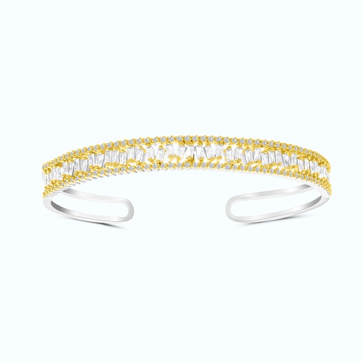 [BNG28WCZ00000A056] Sterling Silver 925 Bangle Rhodium And Gold Plated