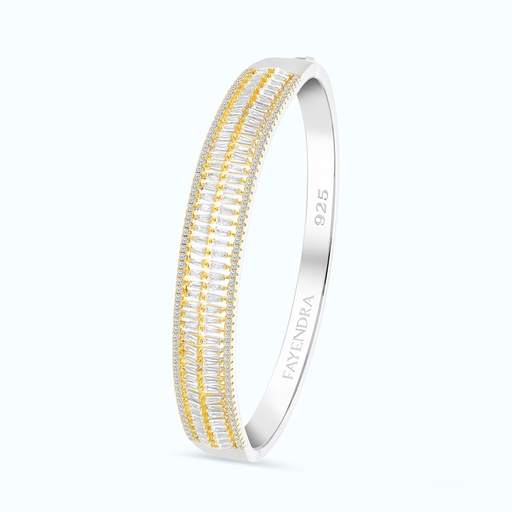 [BNG28WCZ00000A058] Sterling Silver 925 Bangle Rhodium And Gold Plated