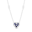 Sterling Silver 925 Necklace Rhodium Plated Sapphire Corundum