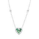 Sterling Silver 925 Necklace Rhodium Plated Embedded With Emerald