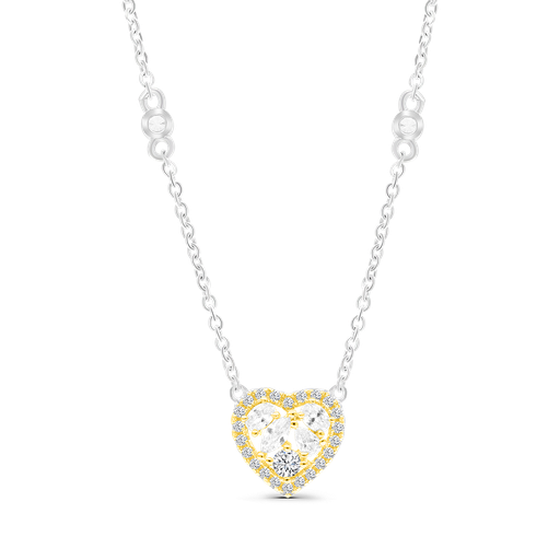 [NCL28WCZ00000A361] Sterling Silver 925 Necklace Rhodium And Gold Plated