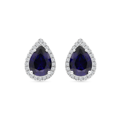 [EAR01SAP00WCZA974] Sterling Silver 925 Earring Rhodium Plated Sapphire Corundum