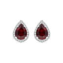 Sterling Silver 925 Earring Rhodium Plated Ruby Corundum