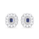 Sterling Silver 925 Earring Rhodium Plated Embedded With Tanzanite