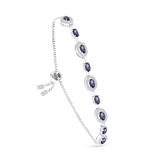 [BRC01TZT00000A719] Sterling Silver 925 Bracelet Rhodium Plated Tanzanite