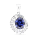 Sterling Silver 925 Pendant Rhodium Plated Embedded With Tanzanite