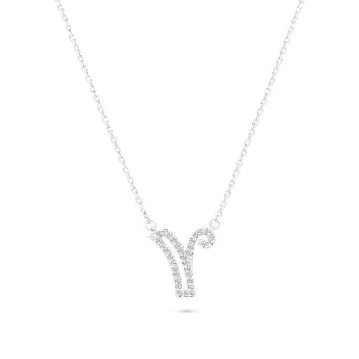[NCL01WCZ00000A491] Sterling Silver 925 Necklace Rhodium Plated (Y)