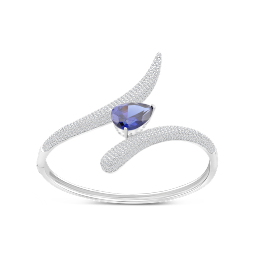 [BNG01TZT00WCZA101] Sterling Silver 925 Bangle Rhodium Plated Embedded With Tanzanite