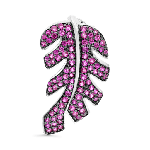 [BRH30RUB00WCZA032] Sterling Silver 925 brooch Rhodium Plated Embedded With Ruby Corundum