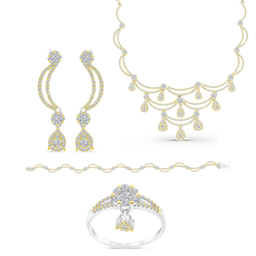 Sterling Silver 925 Set Rhodium And Gold Plated