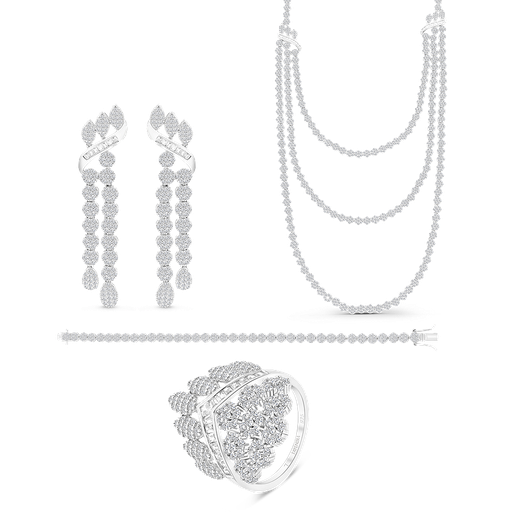 Sterling Silver 925 Set Rhodium Plated