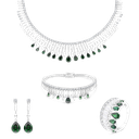 Sterling Silver 925 Set Rhodium Plated Embedded With Emerald