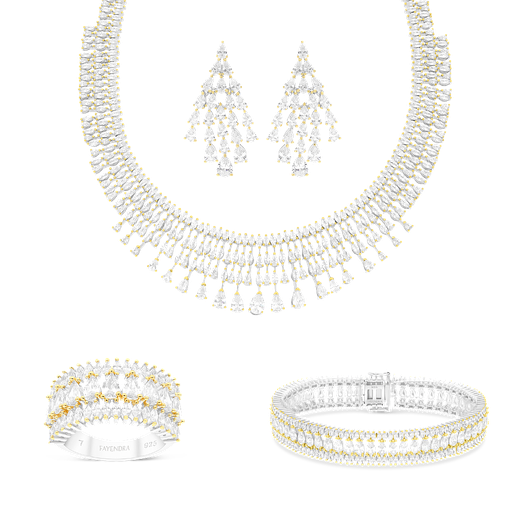 Sterling Silver 925 Set Rhodium And Gold Plated