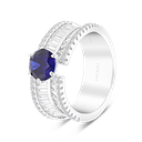 Sterling Silver 925 Ring Rhodium Plated Embedded With Sapphire Corundum