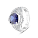 Sterling Silver 925 Ring Rhodium Plated Embedded With Sapphire Corundum 774