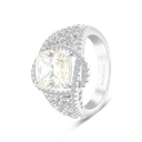 Sterling Silver 925 Ring Rhodium Plated Embedded With Yellow Zircon