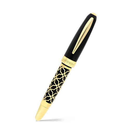 [PEN09BLK02000A001] Fayendra Pen Black And Gold plated
 black resin