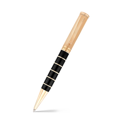 [PEN09BLK03000A008] Fayendra Pen Rose Gold plated Black resin