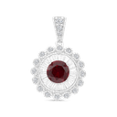 Sterling Silver 925 Pendant Rhodium Plated Embedded With Ruby Corundum
