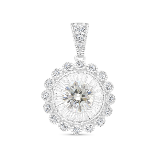 [PND01CIT00WCZA752] Sterling Silver 925 Pendant Rhodium Plated Embedded With Yellow Zircon