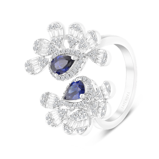 Sterling Silver 925 Ring Rhodium Plated Embedded With Tanzanite