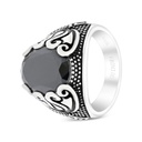 Sterling Silver 925 Ring Rhodium Plated Embedded With Black CZ For Men LOGO