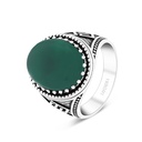 Sterling Silver 925 Ring Rhodium Plated Green Agate For Men